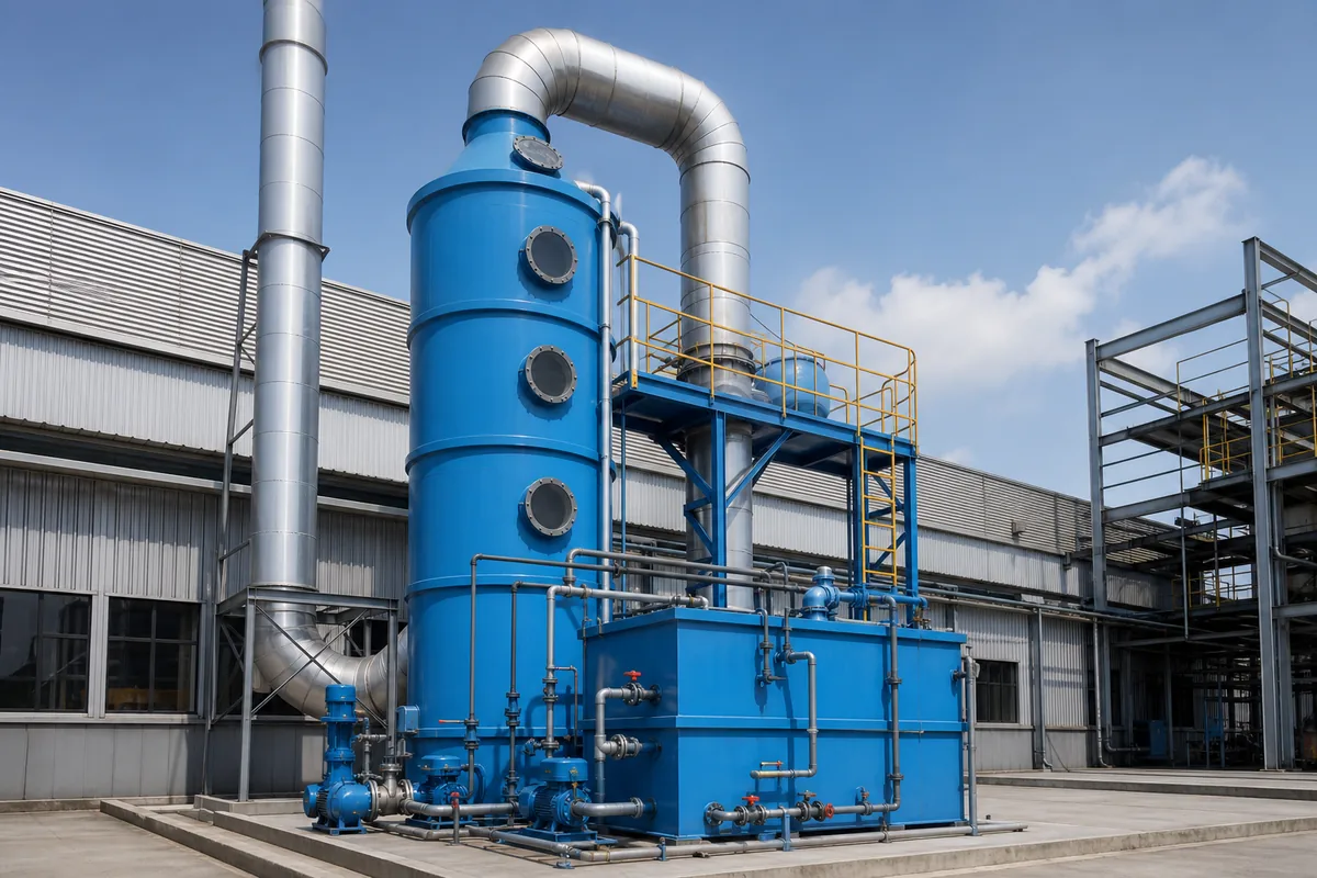 Industrial packed-tower wet scrubber system